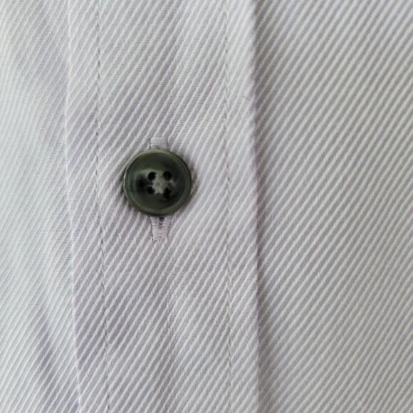 Tasso Elba Long Sleeve Button Down Shirt Mens Size L 16 16.5 Lilac White Striped - Picture 5 of 11
